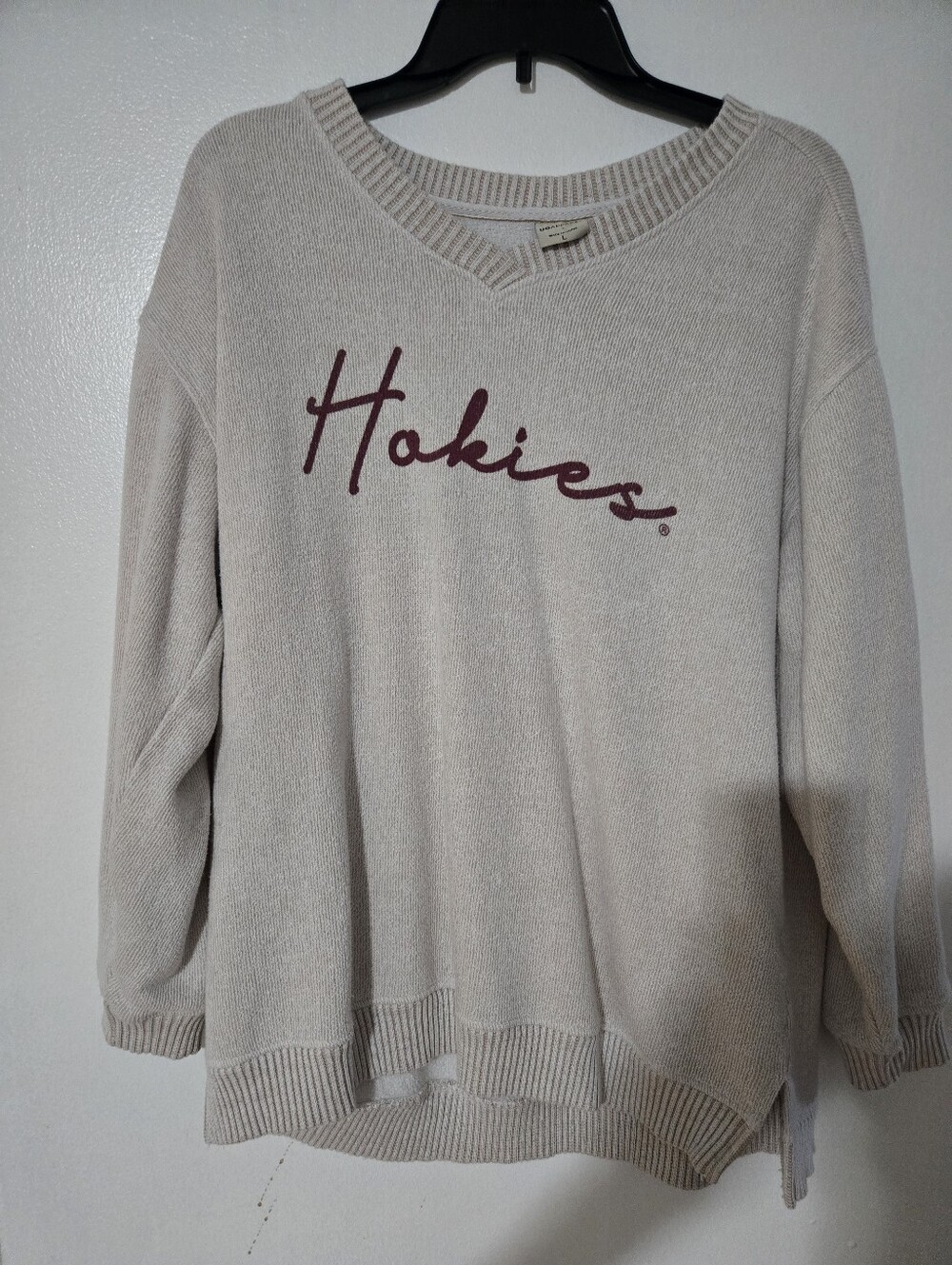 UGA Apparel Hokies Script Crewneck Sweater - Cream with Maroon Script